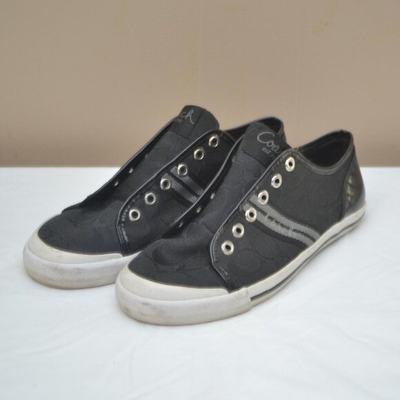 Coach Women's Folly Black Sneakers Pre Owned Size 8.5B - Picture 1 of 8